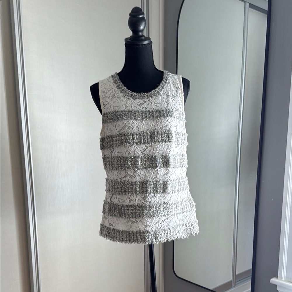 J. Crew Striped Sleeveless Top - White and Gray